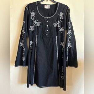 Scully Cantina Collection Cotton With Contrast Crochet Dress NWT